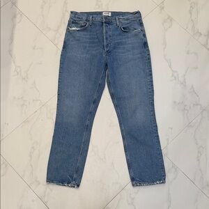 Agolde Riley Long High Rise Straight 29 in Quiver